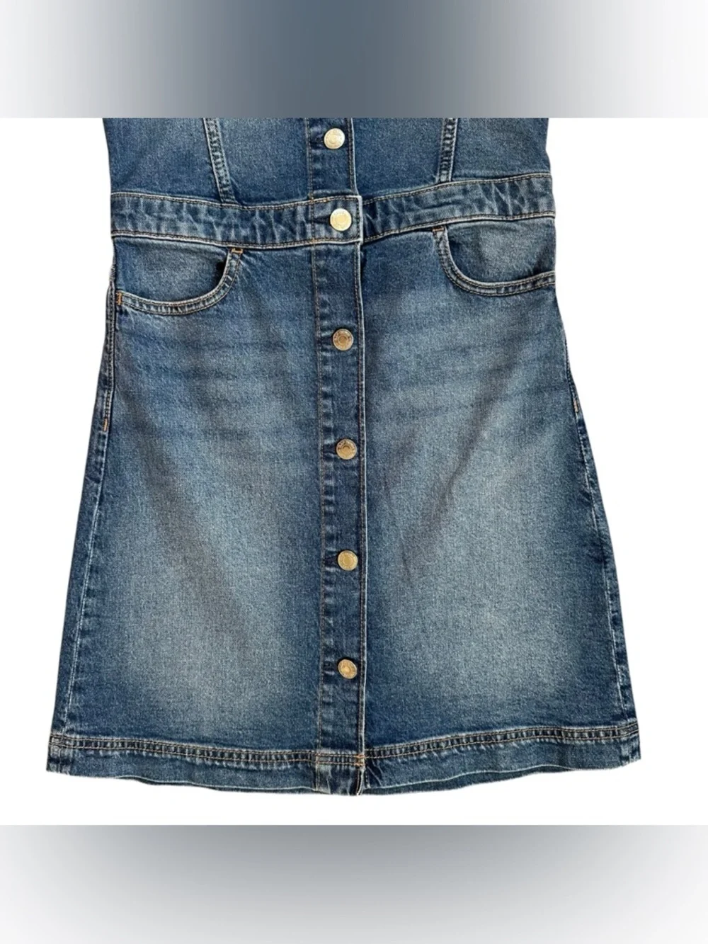 GAP Denim Skirt Overalls Skirtall Medium Wash Button Up Dress Size Girls XL